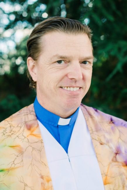Rev. David Brown a Minister at Wayfarers Chapel in Rancho Palos Verdes, CA known also as a popular wedding venue and often referred to as the Tree Chapel and the Glass Church designed by Lloyd Wright