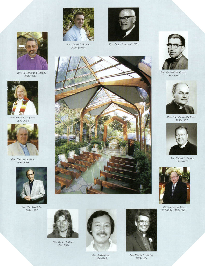 Lead Chapel Ministers of Wayfarers Chapel Photos of Lead Chapel Ministers of Wayfarers Chapel in Rancho Palos Verdes, CA known also as the Tree Chapel and the Glass Church