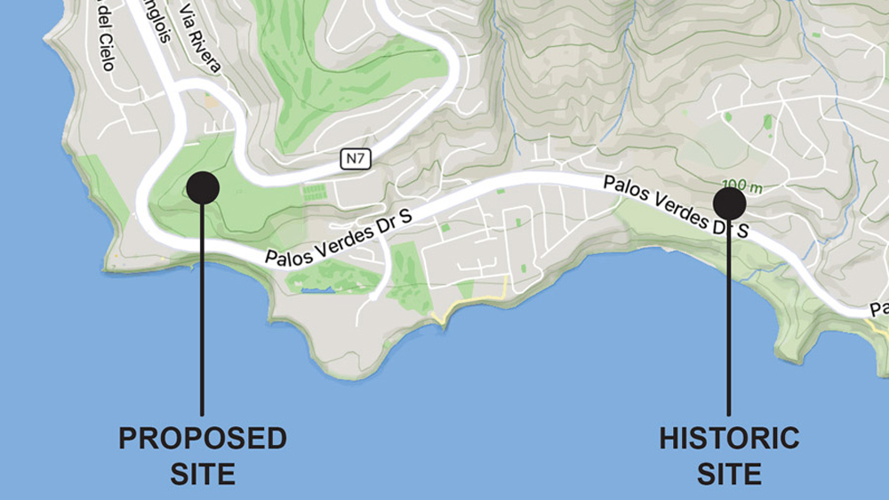 Map showing the previous chapel location and prospective location