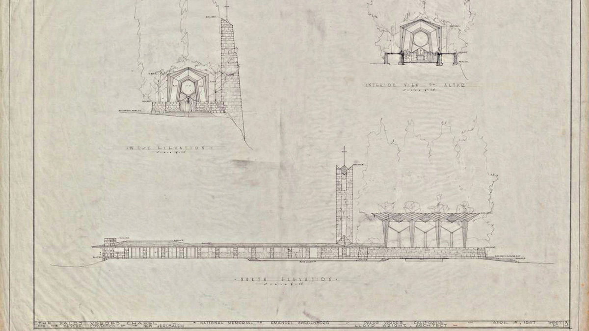Initial plans for Wayfarers Chapel dated April 15, 1947